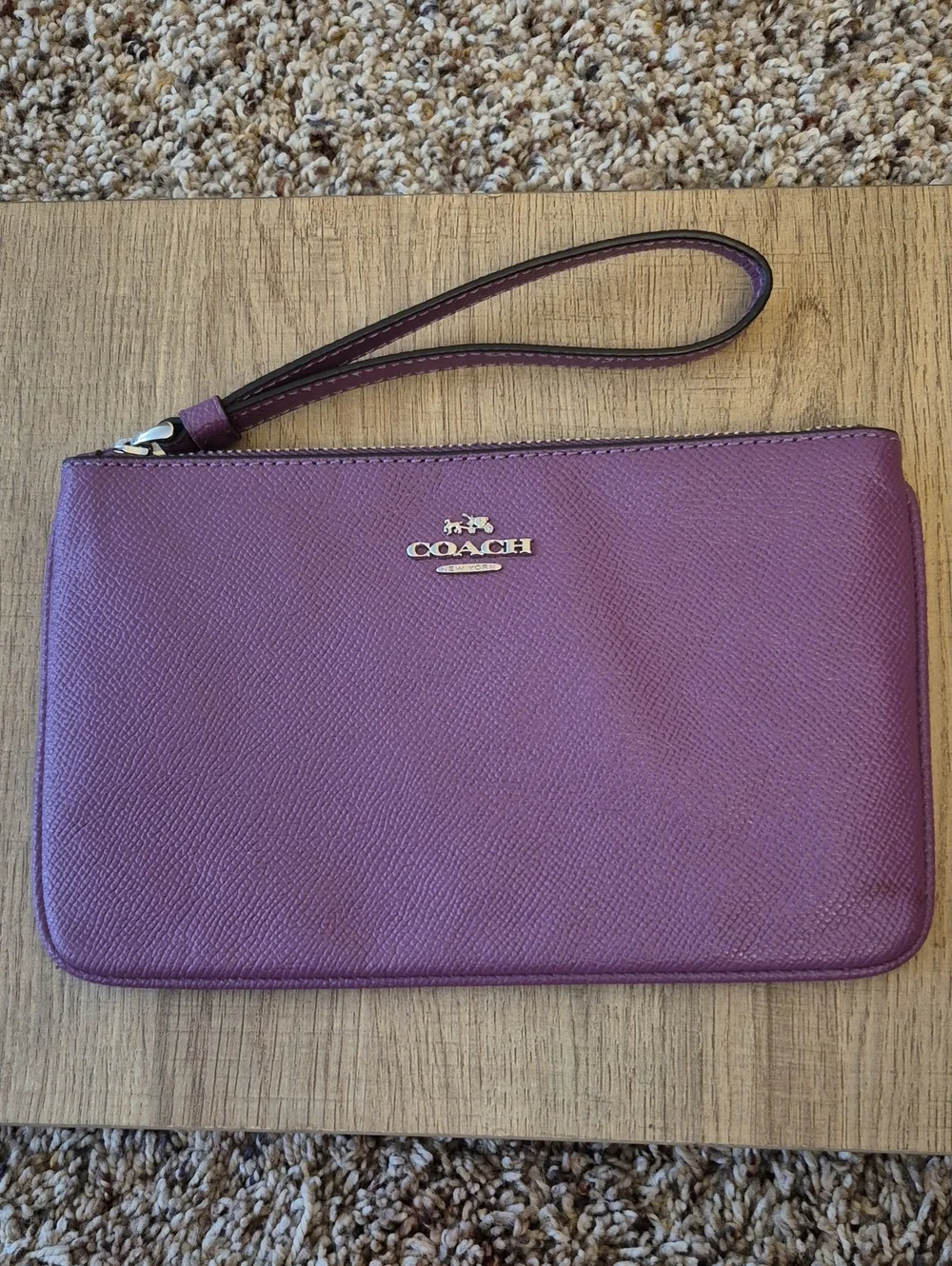 PLUM color COACH Corner Zip WRISTLET